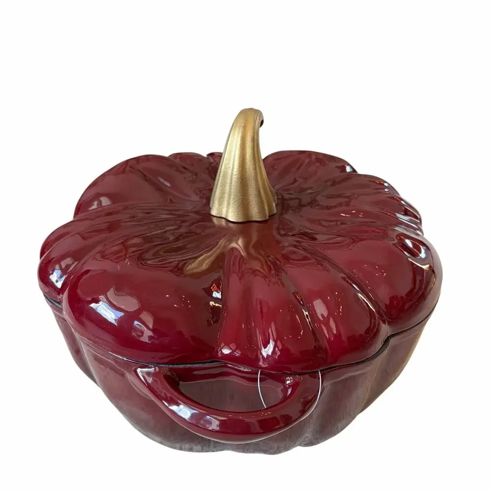 Smith & Clark Ironworks Pumpkin Dutch Oven 4qt Cast Iron Dark Red Enamel NEW